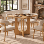 Sculptural Solid Wood Dining Table With Arch Pedestal Base For Kitchen
