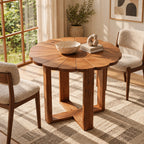 Handcrafted Round Pedestal Dining Table With Spoke Base For Dining Room