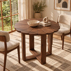Handcrafted Round Pedestal Dining Table With Spoke Base For Dining Room