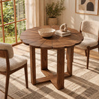 Handcrafted Round Pedestal Dining Table With Spoke Base For Dining Room