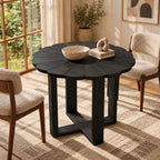 Handcrafted Round Pedestal Dining Table With Spoke Base For Dining Room