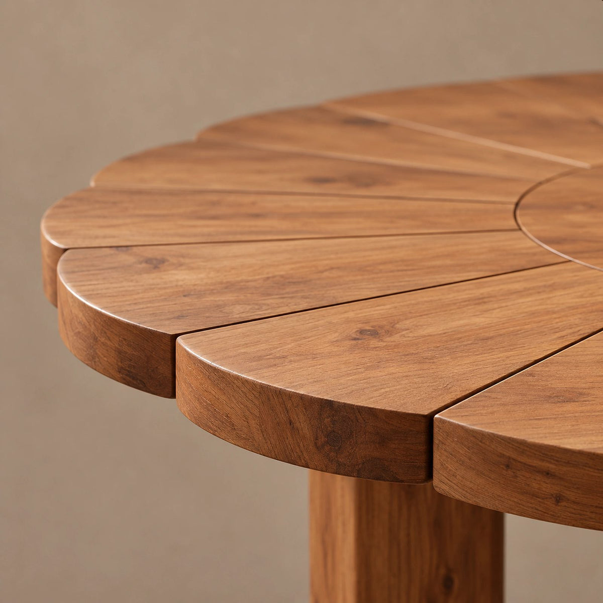 Handcrafted Round Pedestal Dining Table With Spoke Base For Dining Room