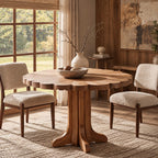 Scandinavian Round Dining Table With Scalloped Edge For Dining Room