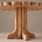 Scandinavian Round Dining Table With Scalloped Edge For Dining Room
