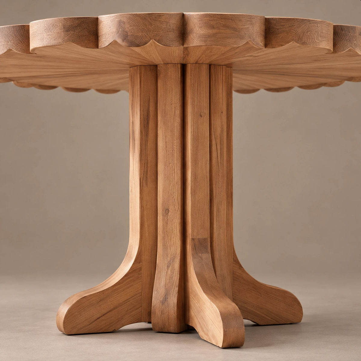 Scandinavian Round Dining Table With Scalloped Edge For Dining Room