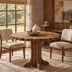 Scandinavian Round Dining Table With Scalloped Edge For Dining Room