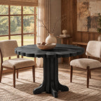 Scandinavian Round Dining Table With Scalloped Edge For Dining Room
