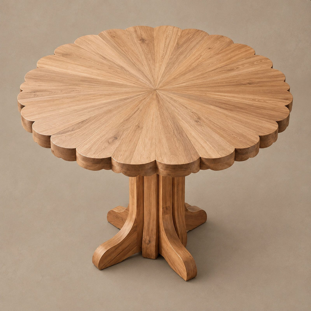 Scandinavian Round Dining Table With Scalloped Edge For Dining Room