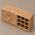 Natural Sideboard With Textured Grain Doors For Dining Room