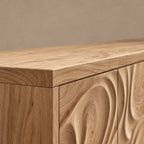 Natural Sideboard With Textured Grain Doors For Dining Room