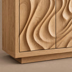 Natural Sideboard With Textured Grain Doors For Dining Room