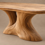 Rustic Live Edge Dining Table With Sculptural Hourglass Base For Dining Room
