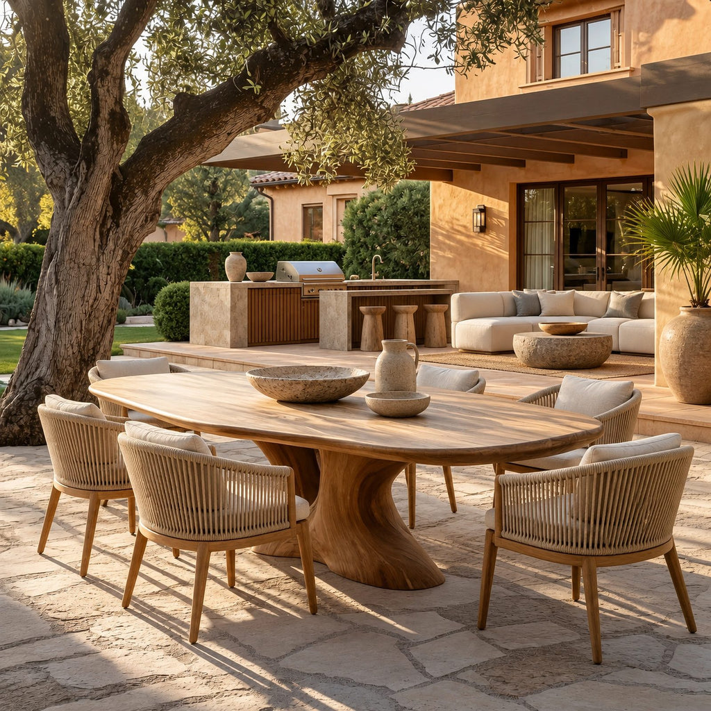 Rustic Live Edge Dining Table With Sculptural Hourglass Base For Dining Room