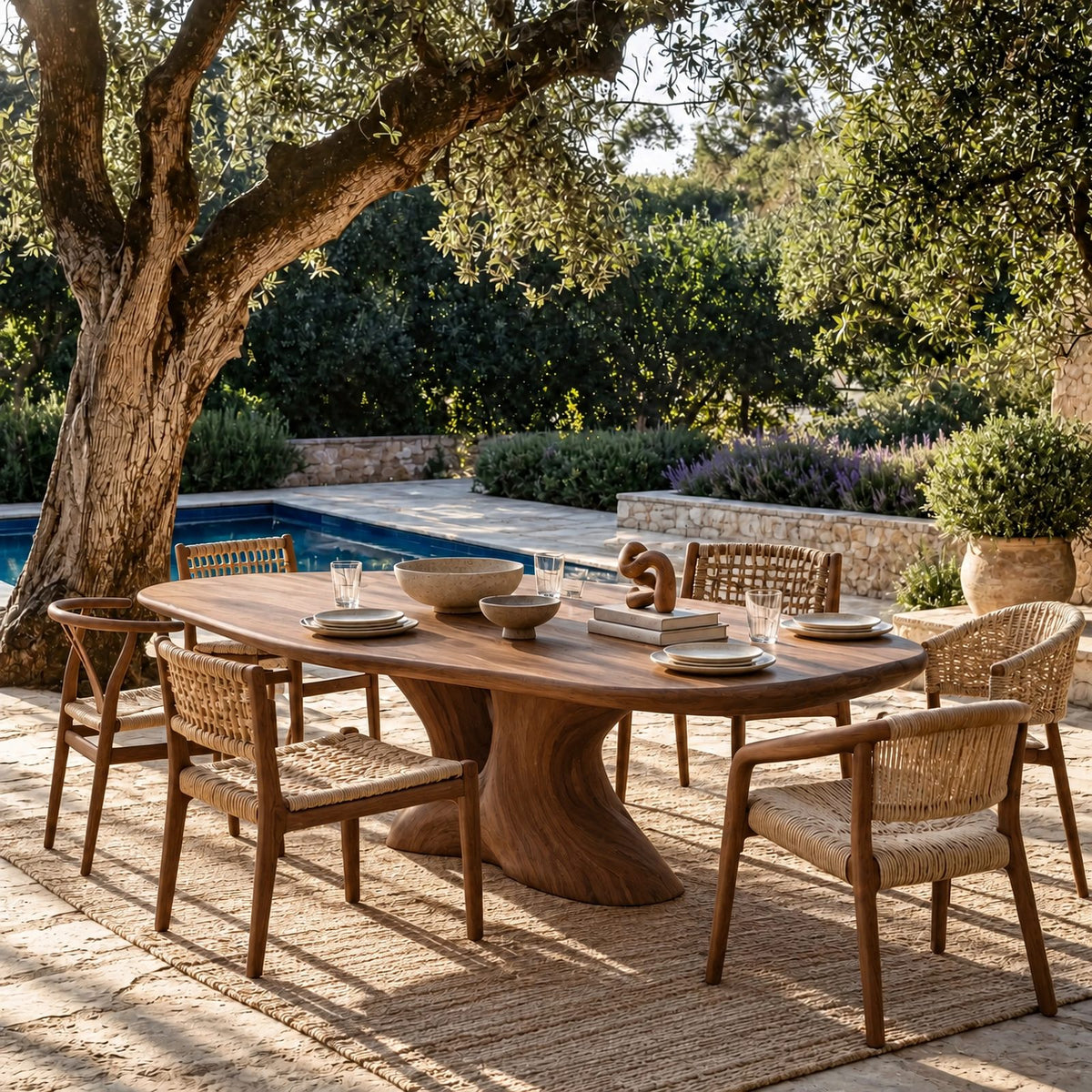 Rustic Live Edge Dining Table With Sculptural Hourglass Base For Dining Room