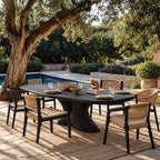 Rustic Live Edge Dining Table With Sculptural Hourglass Base For Dining Room
