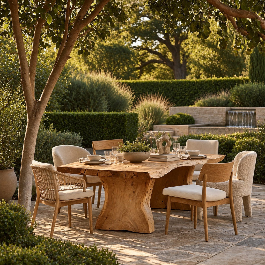 Organic Live Edge Dining Table With Flowing Loop Base For Dining Room