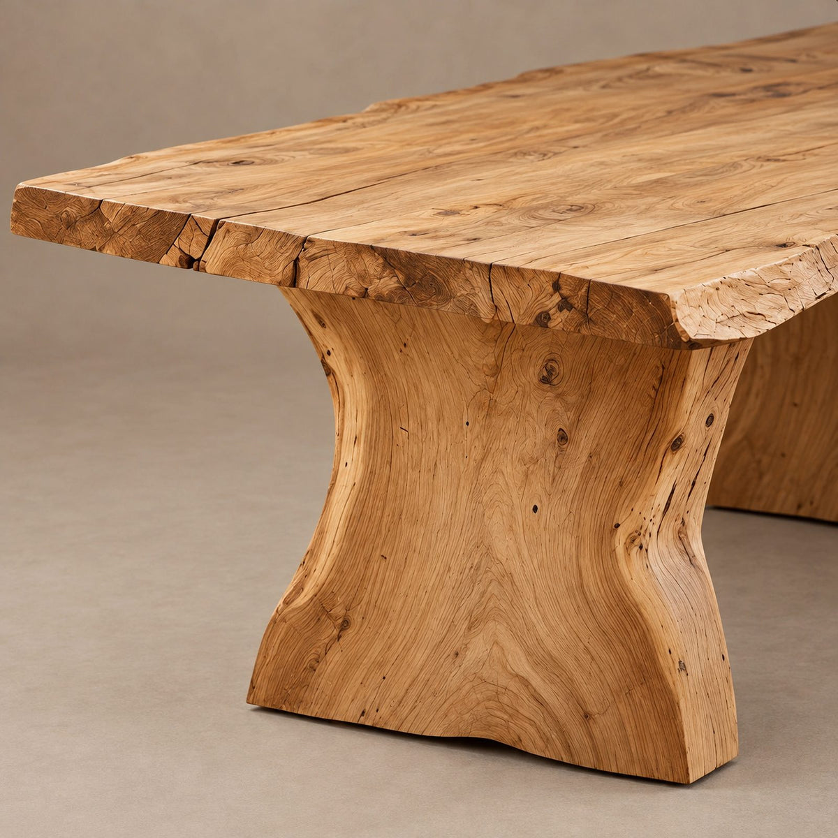 Organic Live Edge Dining Table With Flowing Loop Base For Dining Room