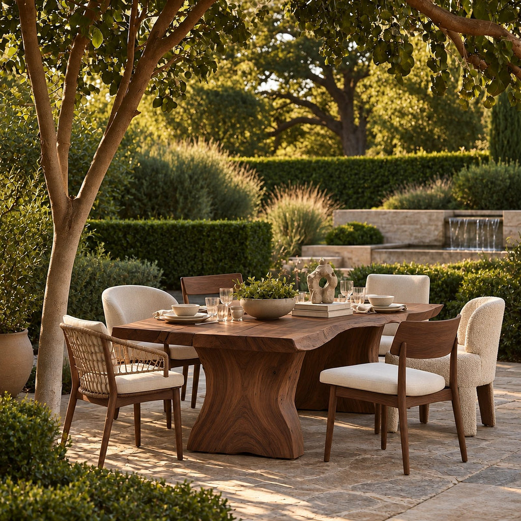 Organic Live Edge Dining Table With Flowing Loop Base For Dining Room