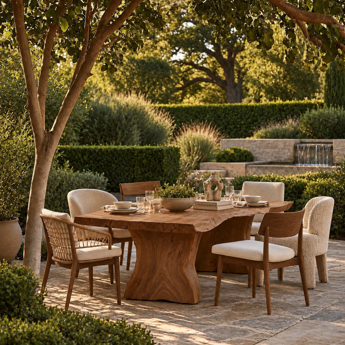 Organic Live Edge Dining Table With Flowing Loop Base For Dining Room