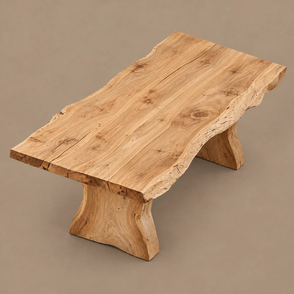 Organic Live Edge Dining Table With Flowing Loop Base For Dining Room