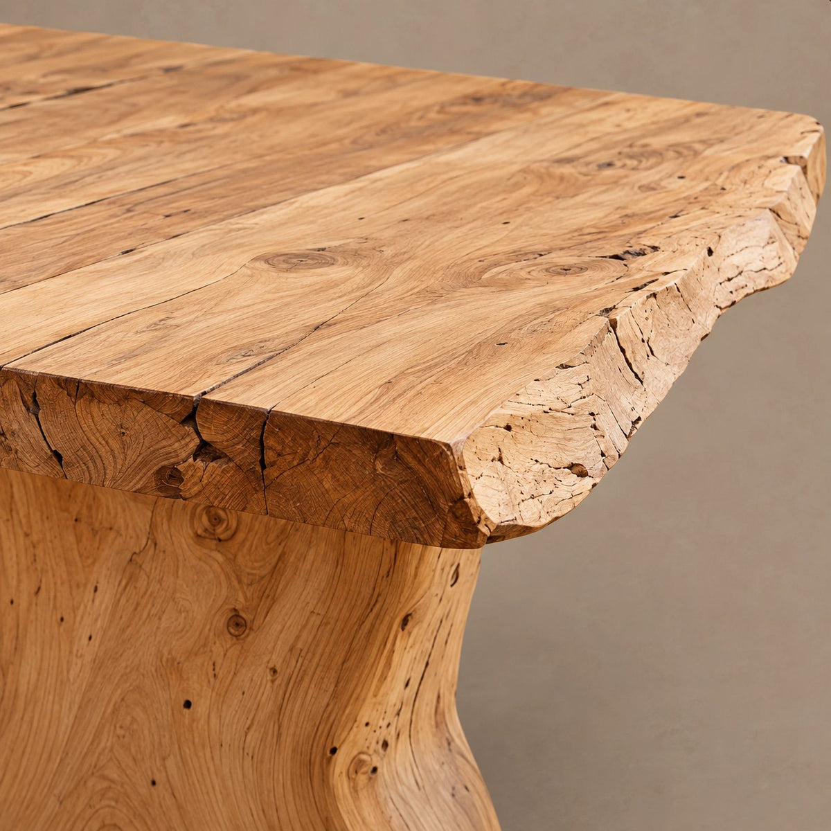 Organic Live Edge Dining Table With Flowing Loop Base For Dining Room