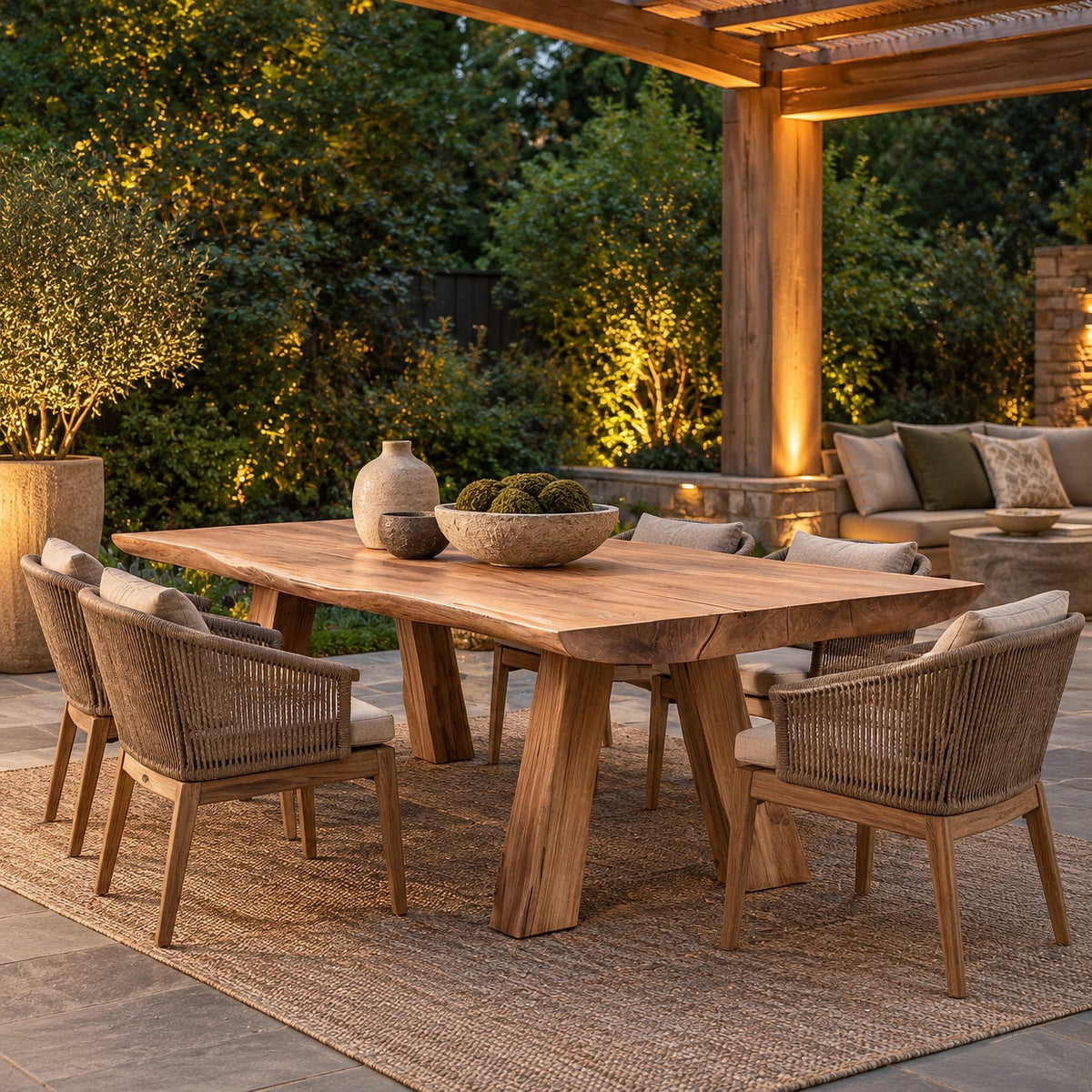 Organic Live Edge Dining Table With Sculptural Wood Base For Dining Room