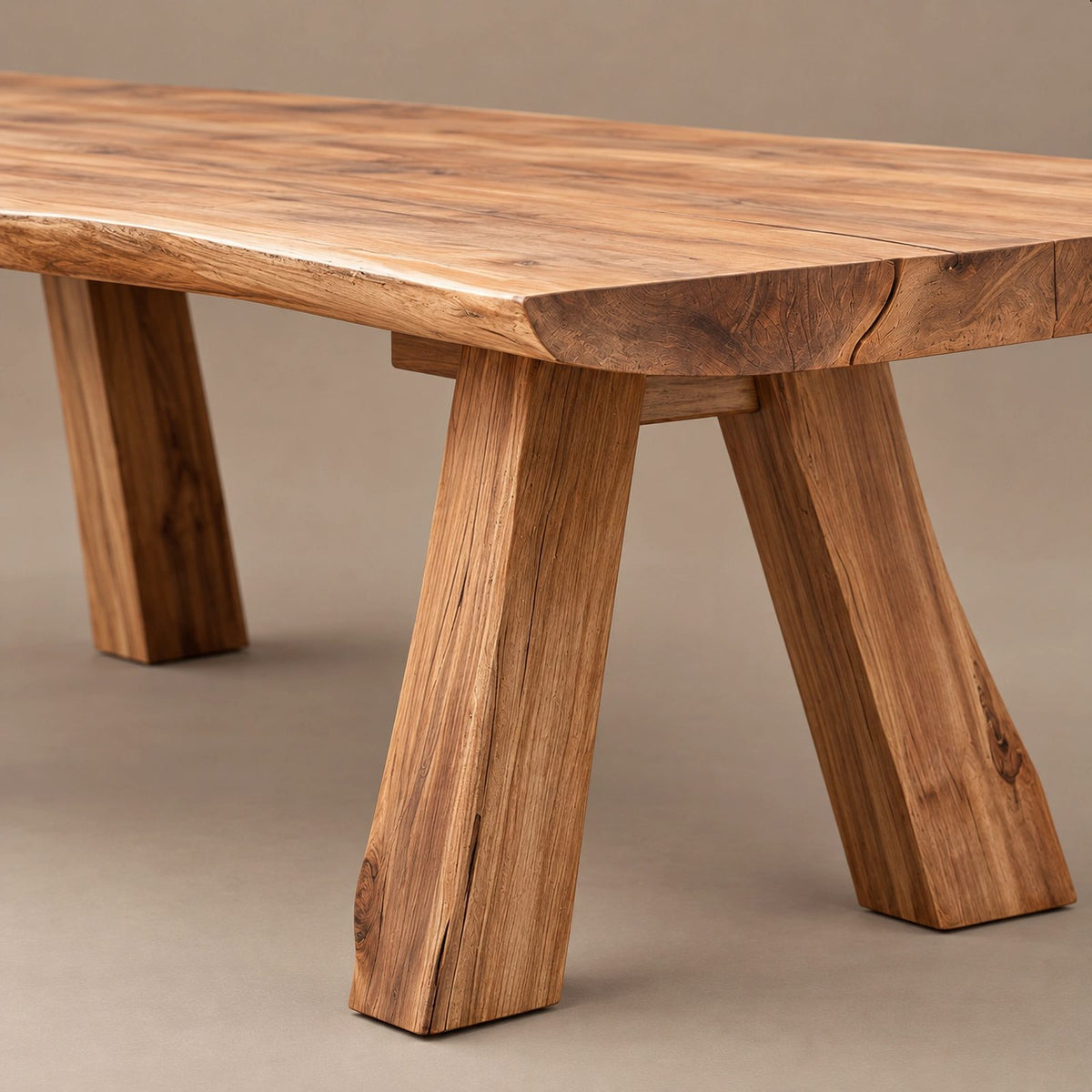 Organic Live Edge Dining Table With Sculptural Wood Base For Dining Room