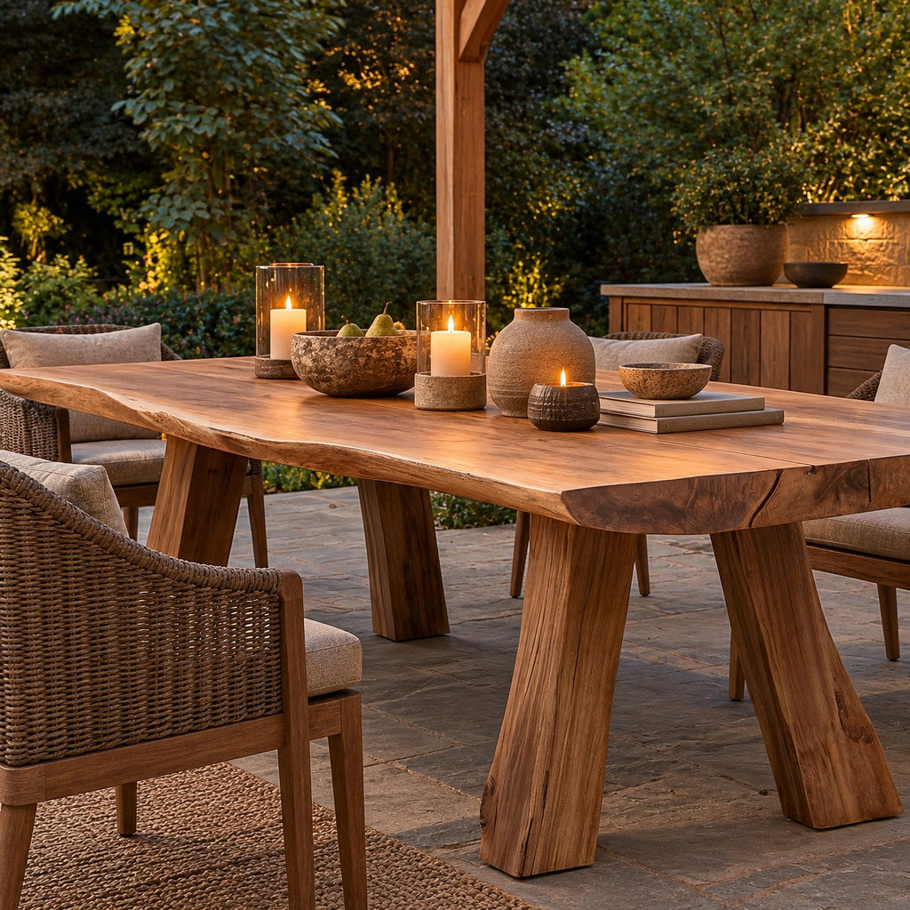 Organic Live Edge Dining Table With Sculptural Wood Base For Dining Room
