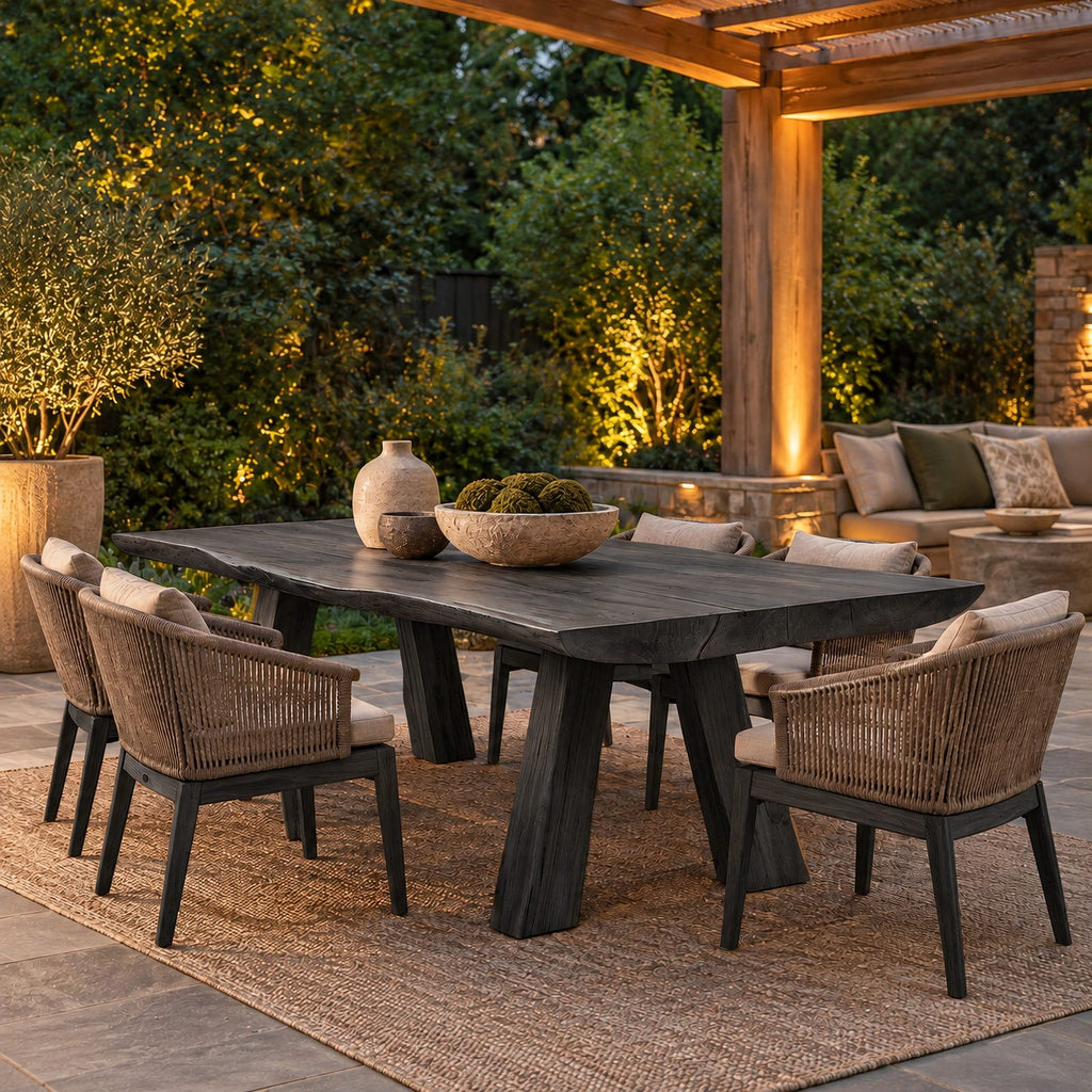 Organic Live Edge Dining Table With Sculptural Wood Base For Dining Room