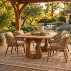 Contemporary Wooden Dining Table With Sculptural Cutout Base For Dining Room