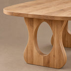 Contemporary Wooden Dining Table With Sculptural Cutout Base For Dining Room