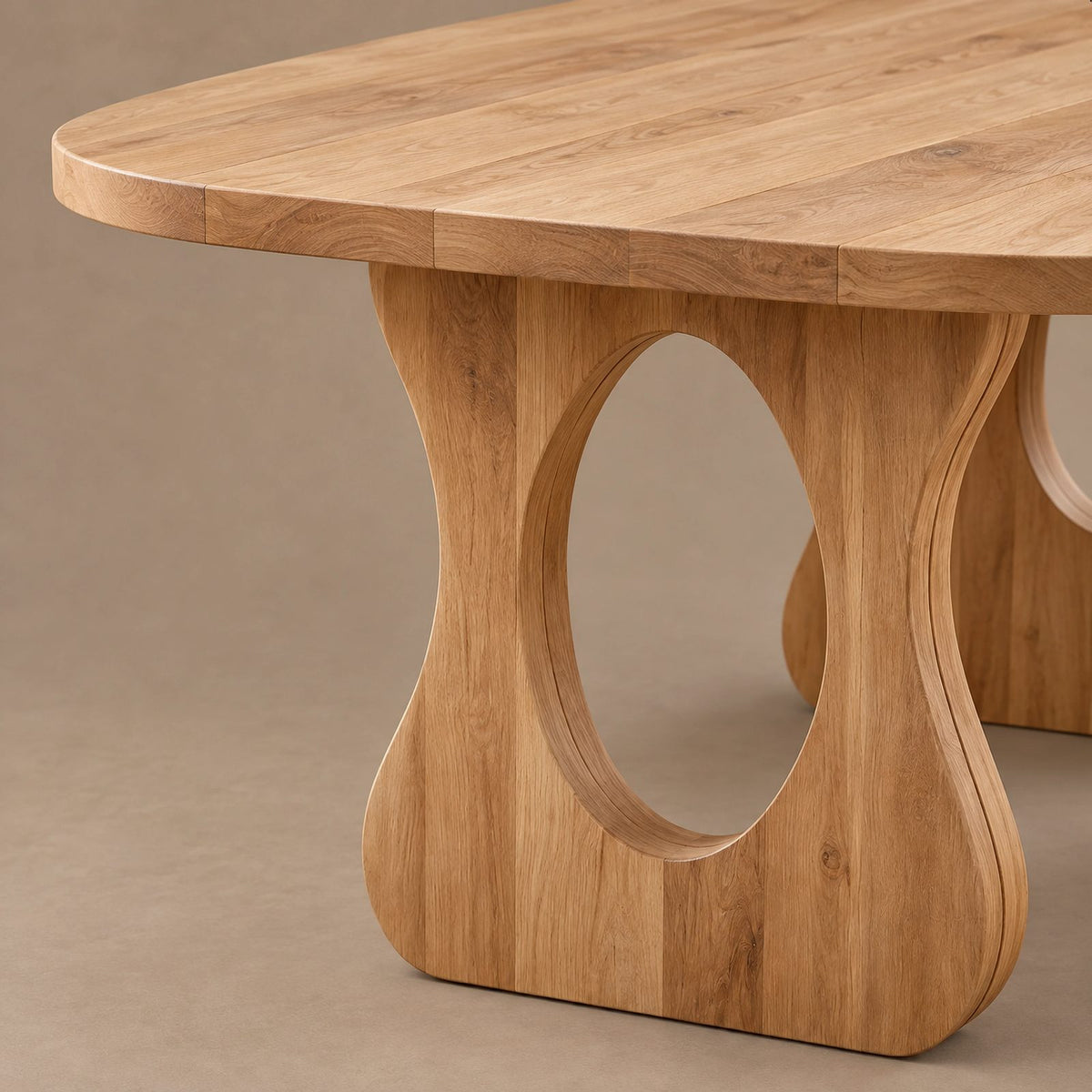 Contemporary Wooden Dining Table With Sculptural Cutout Base For Dining Room