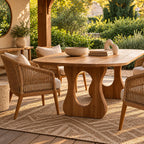 Contemporary Wooden Dining Table With Sculptural Cutout Base For Dining Room
