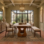 Contemporary Wooden Dining Table With Sculptural Cutout Base For Dining Room