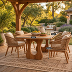 Contemporary Wooden Dining Table With Sculptural Cutout Base For Dining Room