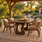Contemporary Wooden Dining Table With Sculptural Cutout Base For Dining Room