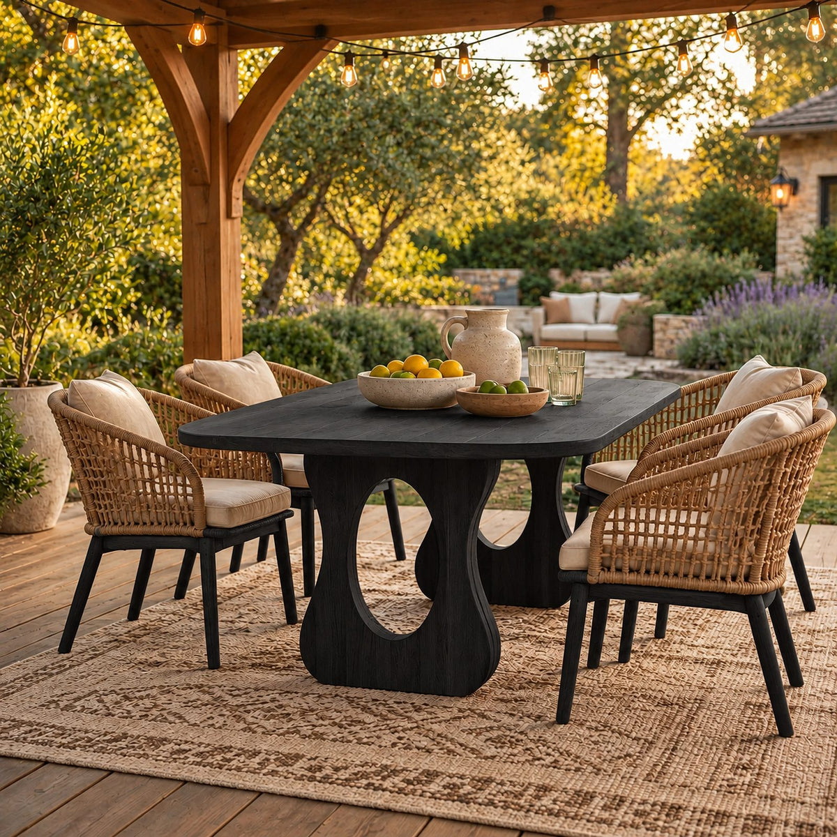 Contemporary Wooden Dining Table With Sculptural Cutout Base For Dining Room