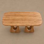 Contemporary Wooden Dining Table With Sculptural Cutout Base For Dining Room