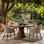 Handcrafted Round Dining Table With Spiral Pedestal Base For Dining Room