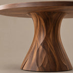 Handcrafted Round Dining Table With Spiral Pedestal Base For Dining Room