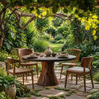 Handcrafted Round Dining Table With Spiral Pedestal Base For Dining Room