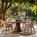 Handcrafted Round Dining Table With Spiral Pedestal Base For Dining Room