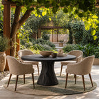 Handcrafted Round Dining Table With Spiral Pedestal Base For Dining Room