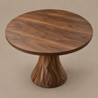 Handcrafted Round Dining Table With Spiral Pedestal Base For Dining Room
