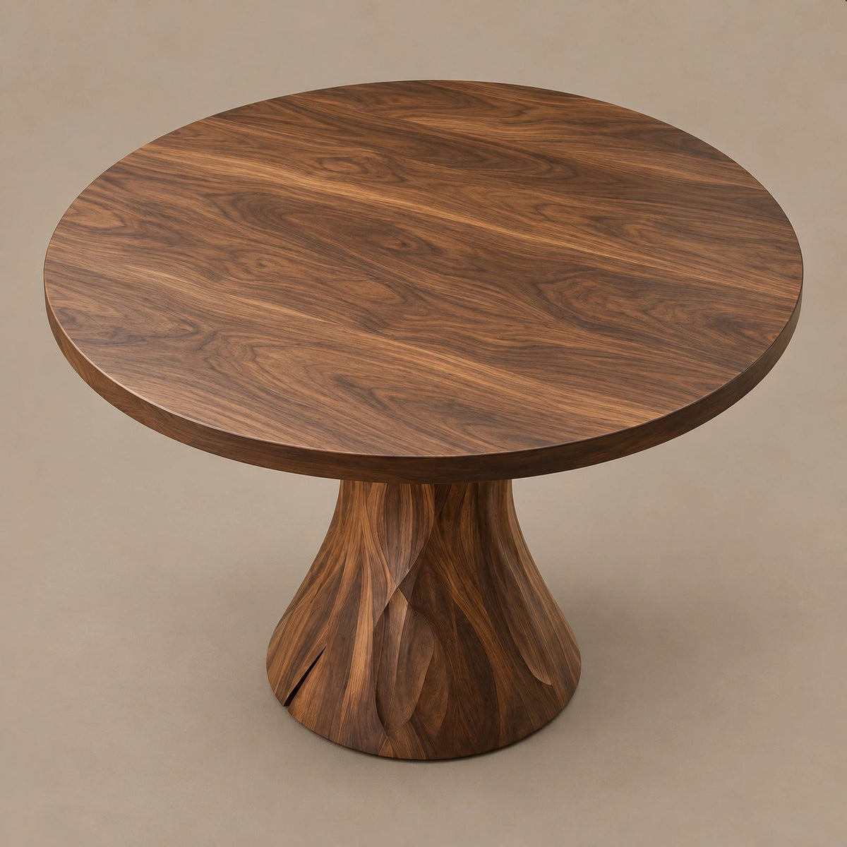 Handcrafted Round Dining Table With Spiral Pedestal Base For Dining Room
