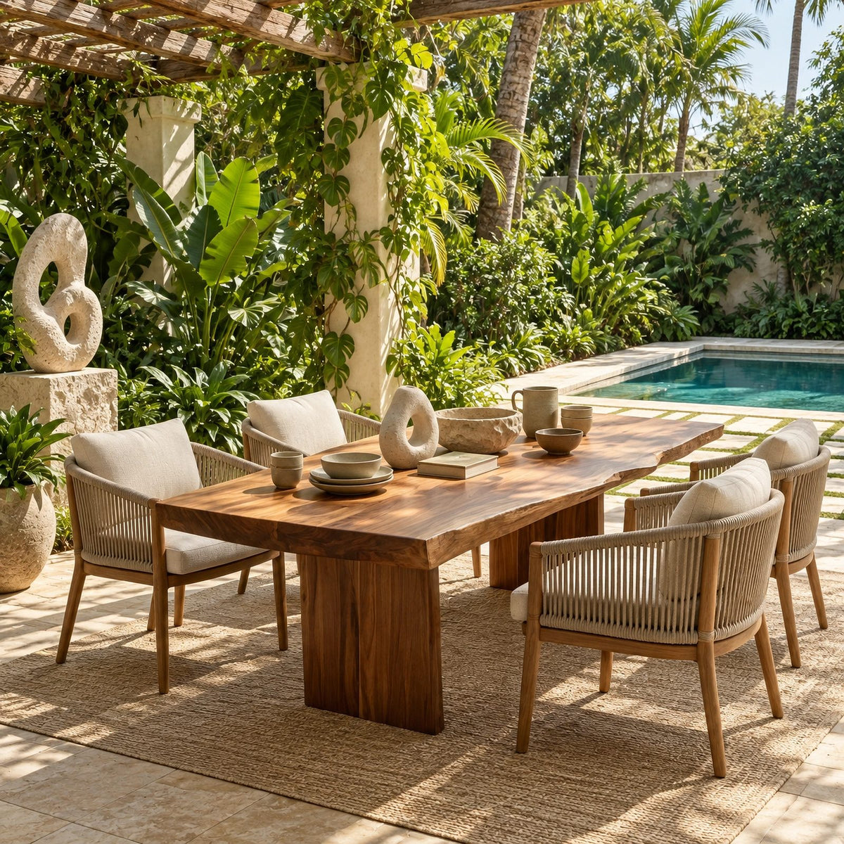 Minimalist Live Edge Dining Table With Flat Panel Legs For Dining Room