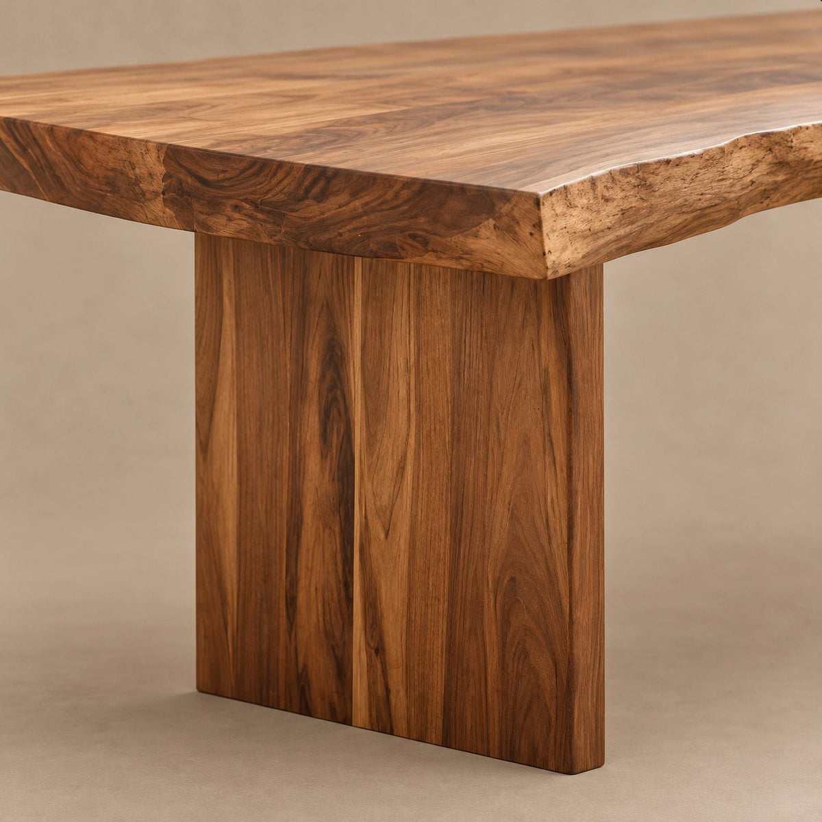 Minimalist Live Edge Dining Table With Flat Panel Legs For Dining Room