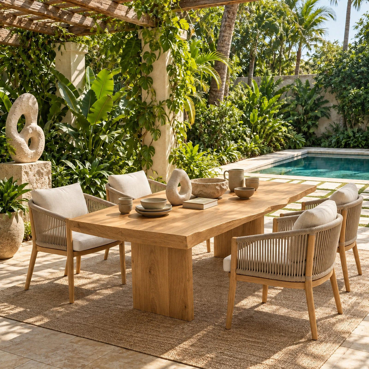 Minimalist Live Edge Dining Table With Flat Panel Legs For Dining Room