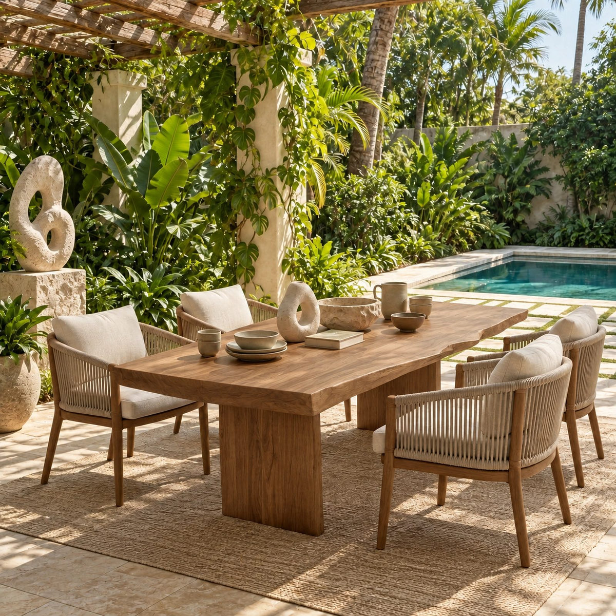 Minimalist Live Edge Dining Table With Flat Panel Legs For Dining Room