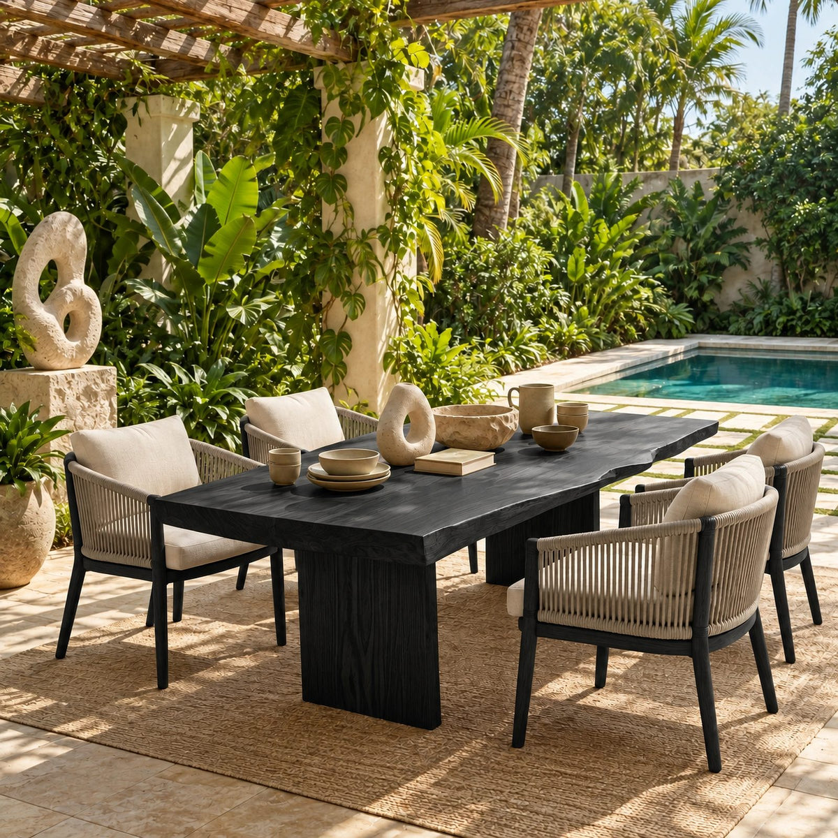 Minimalist Live Edge Dining Table With Flat Panel Legs For Dining Room